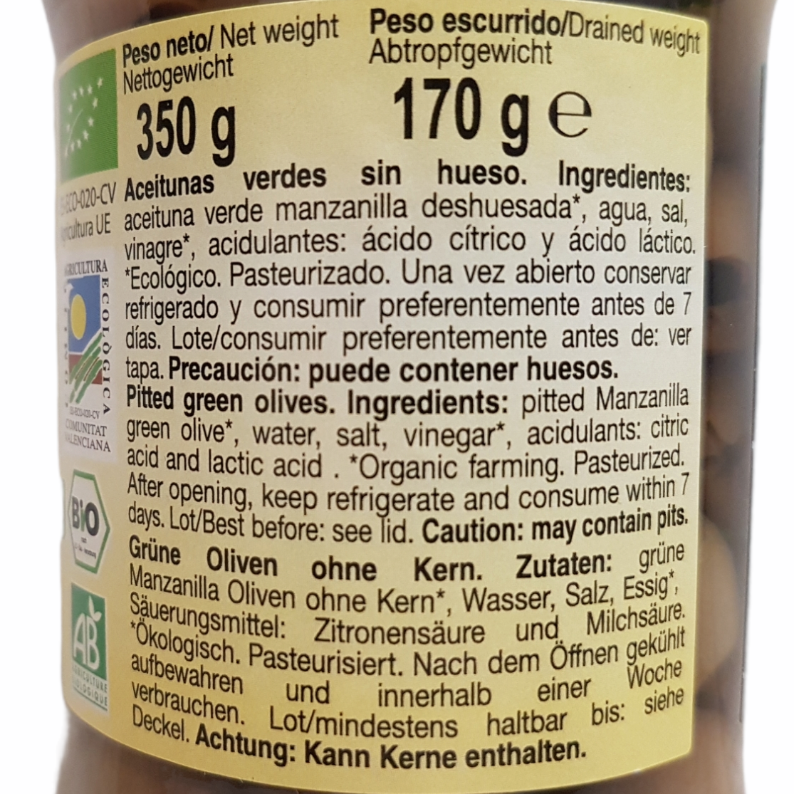 Aceituna Manzanilla Deshuesada Ecológica Campomar, 170 gr - Imagen 2