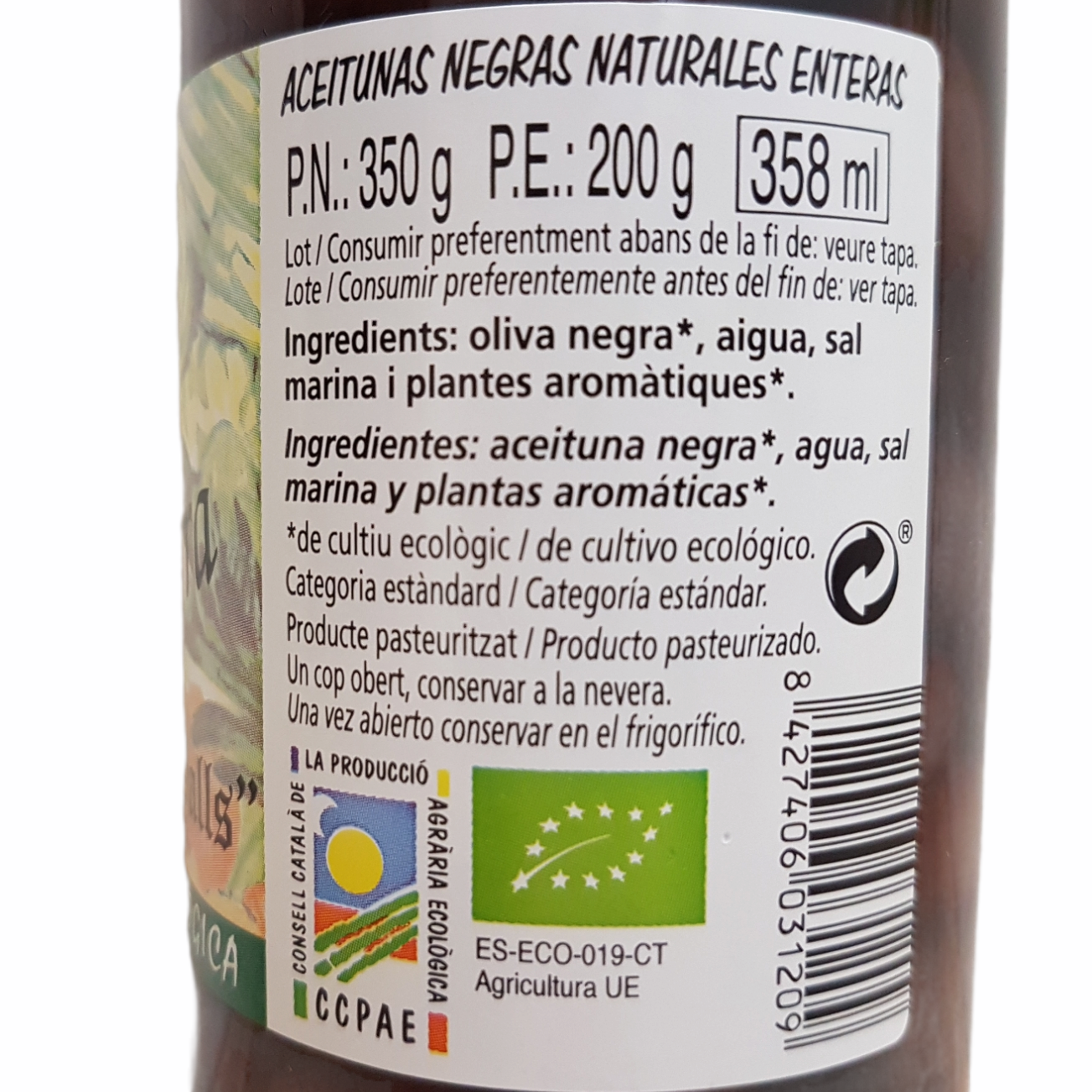 Aceitunas Negras Eco Cal Valls, 200 gr - Imagen 2