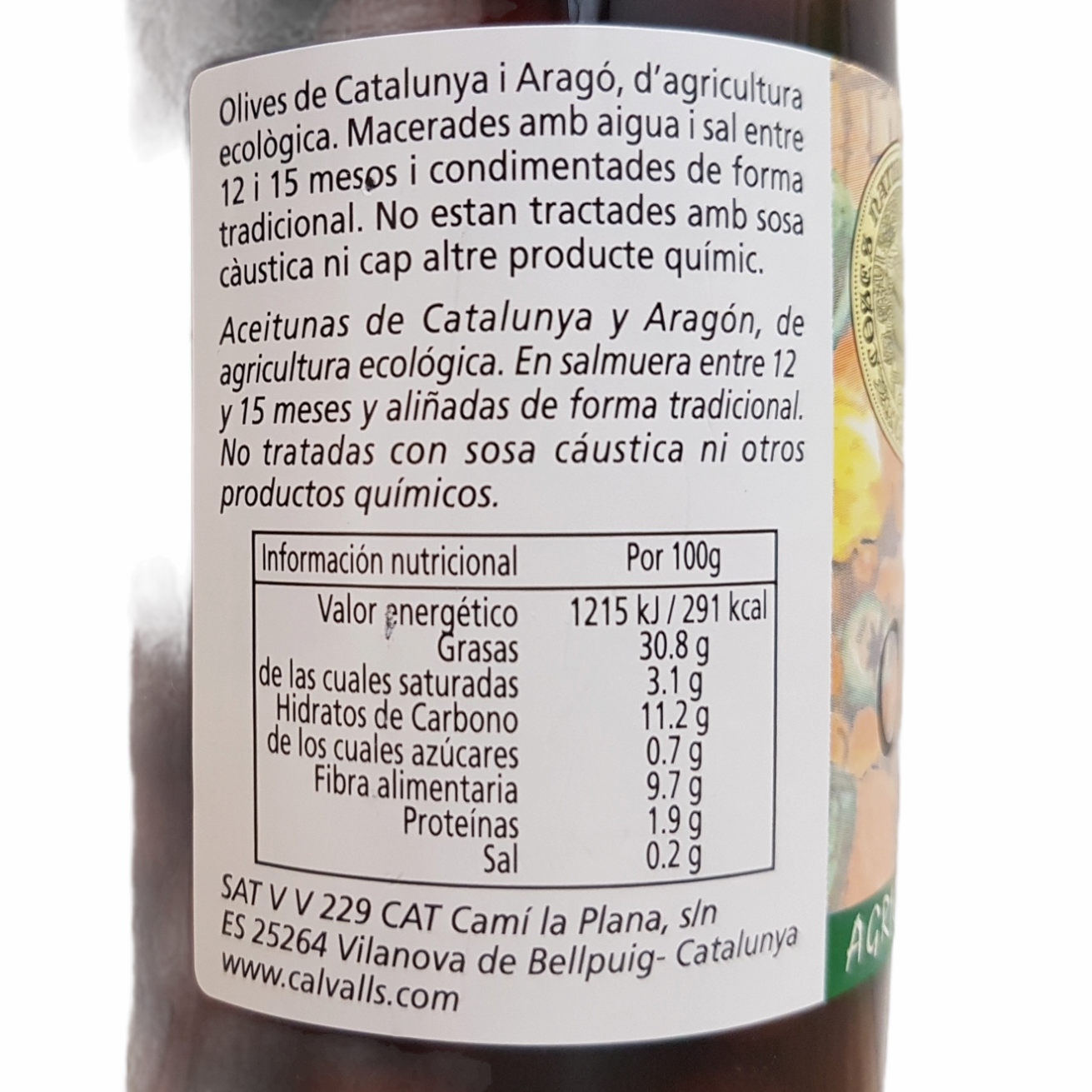 Aceitunas Negras Eco Cal Valls, 200 gr - Imagen 3