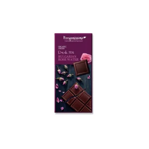 Chocolate Vegano Negro 70% con Agua de Rosas de Bulgaria Bio Benjamíssimo, 70g