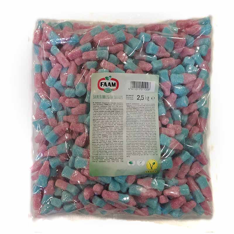Gominolas veganas SOUR BUBBLEGUM BOTTLES FAAM VEGGIE 2,5KG.