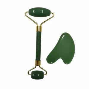 Rodillo de Jade Verde y Gua Sha