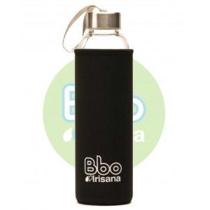 Botella Cristal Bbo con funda Negra, 550ml. Irisana