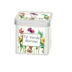 Lata de té. Cuadrada. Color plata. 50-100g. Personalizable.