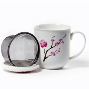 Taza para infusión «Cherry blossom». Porcelana con filtro y tapa. 0,38l