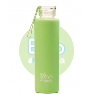 Botella Cristal Bbo con funda Verde, 550ml. Irisana