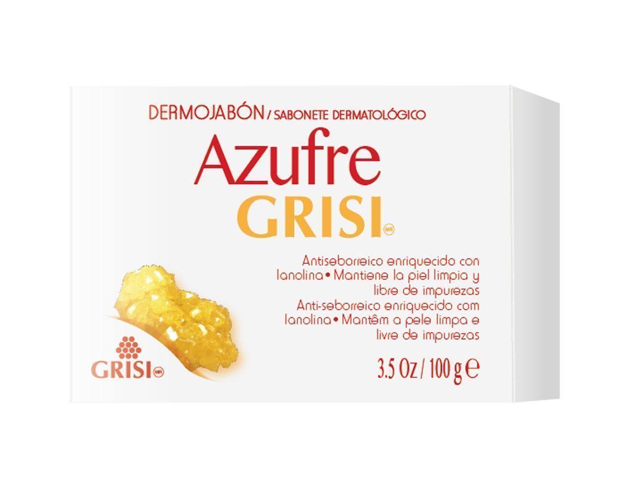 Jabón de Azufre con Lanolina, 100g. Grisi