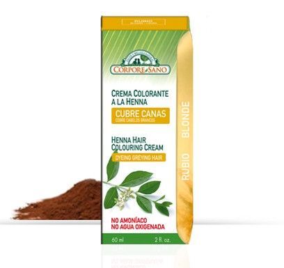 Crema Colorante Henna Rubio, 60ml. Corpore Sano