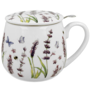 Taza LAVENDER para infusión. Porcelana con filtro y tapa
