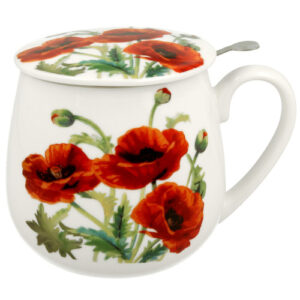Taza POPPIES para infusión. Porcelana con filtro y tapa