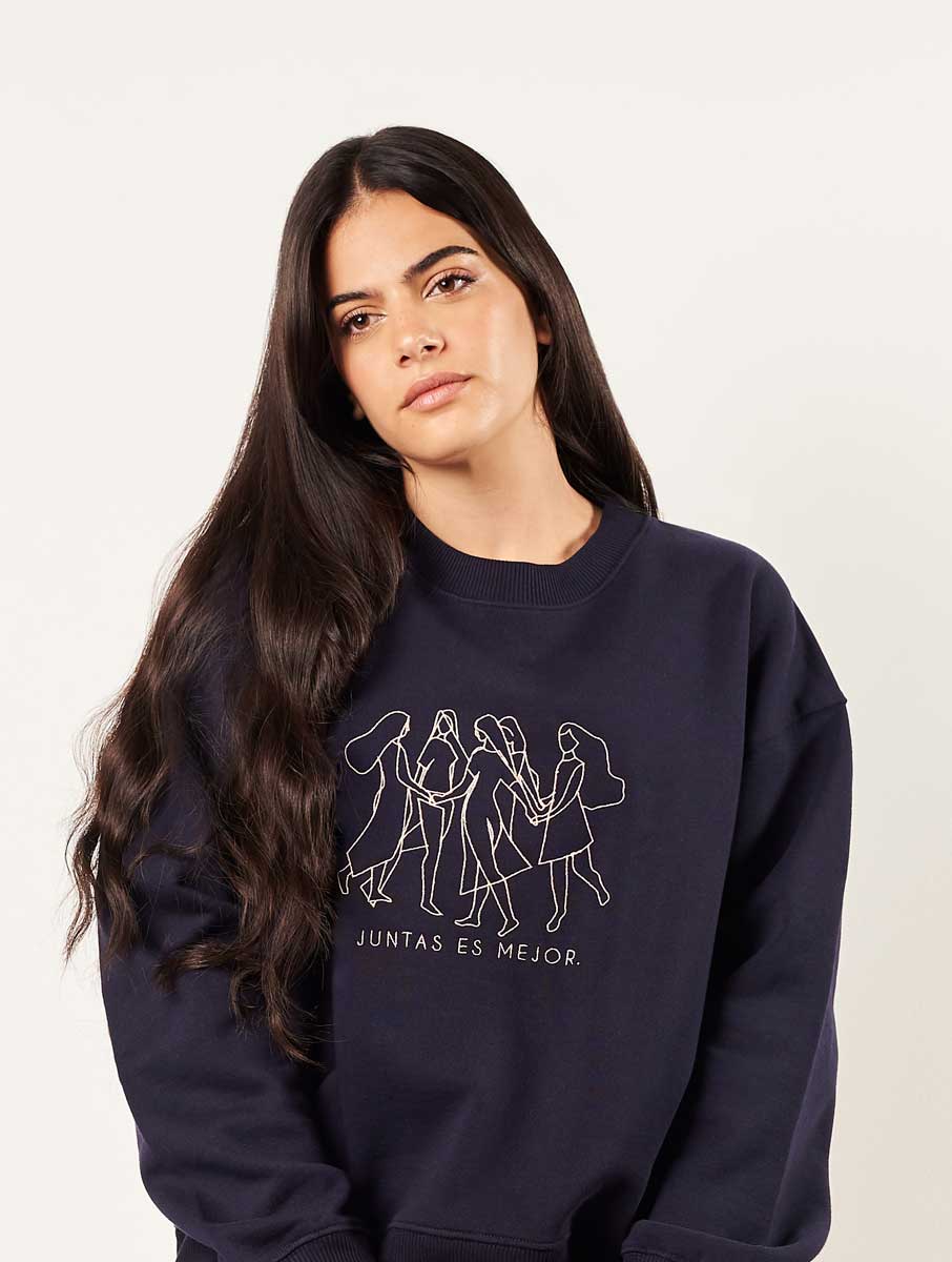 Sudadera feminista azul de algodón orgánico