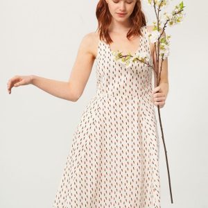 Vestido cruzado crudo estampado abstracto