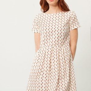 Vestido manga corta crudo estampado abstracto